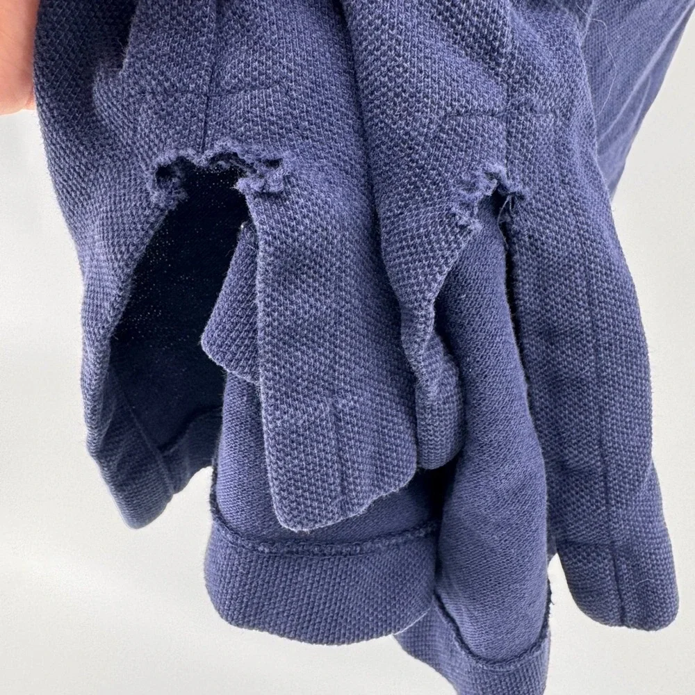 Polo Ralph Lauren Polo Shirt Men 3XB Navy Blue Long Sleeve Pique Cotton Big Tall
